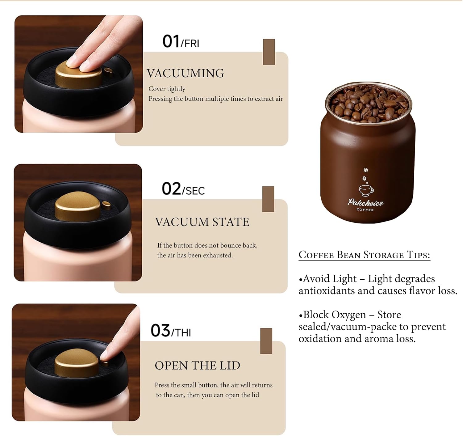 Vacuum Coffee Bean Storage Con - Kitchen Gadgets Organizer review and price
