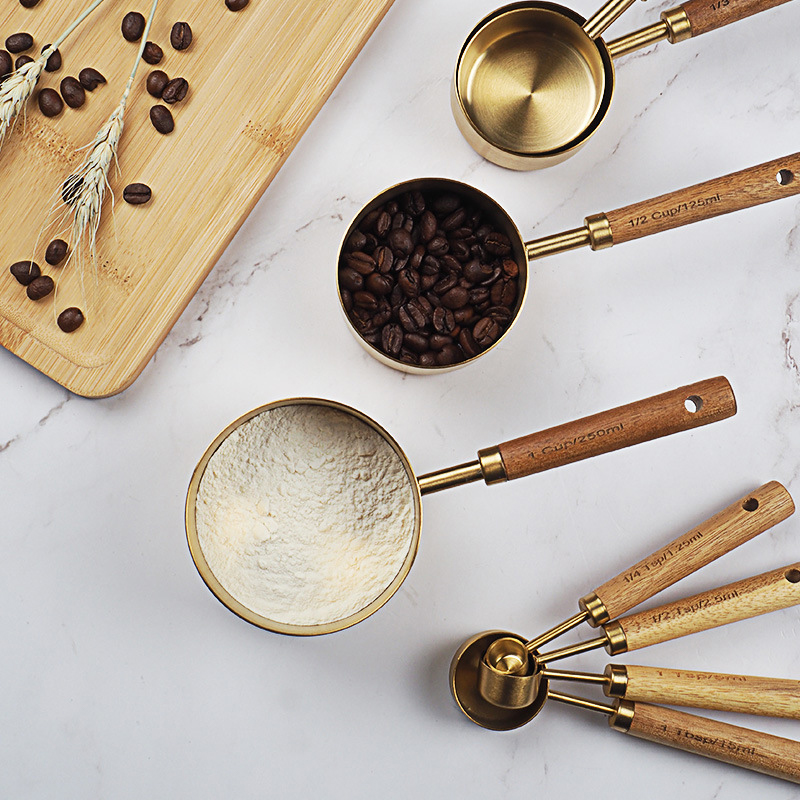 4/8pcs Wooden Gold Measuring C - Kitchen Gadgets Gold review and price